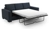Sofa-lit personnalisable Track de Sofa Lab de 85 po fabriqué au Canada en tissu d’apparence lin avec accoudoirs rectilignes - bleu Luna Sailor