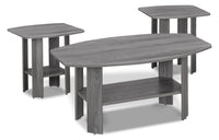 Ensemble 3 tables modernes Rosario de 36 po (table à café et 2 tables de bout) avec tablette - gris