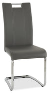 Chaise de salle à manger Tuxedo en tissu de cuir végétalien et en métal - grise