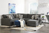 Verona 2-Piece Brushed Linen-Look Fabric Right-Facing Sectional - Charcoal 