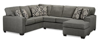 Sofa sectionnel de droite Verona 2 pièces fabriqué au Canada en tissu d’apparence lin avec coussins amovibles - gris anthracite