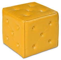 Pouf cubique Talbott de 17,5 po - similicuir jaune