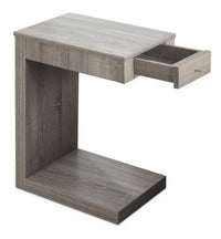 Table d'appoint Hampshire de 12 po en forme de C avec tiroir - taupe