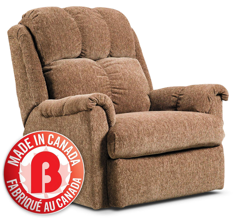 Fauteuil à inclinaison électrique de 35 po fabriqué au Canada en tissu de chenille - brun