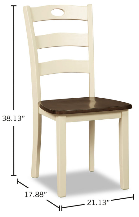 Chaise de salle à manger Woodanville avec dossier en échelle - deux teintes, blanc et brun