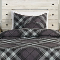  Ensemble d'édredon William 3 pièces pour lit simple - gris 