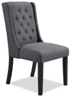 Chaise de salle à manger York en tissu d’apparence lin avec bordure de clous décoratifs - grise