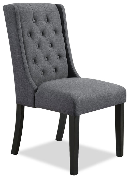 Chaise de salle à manger York en tissu d’apparence lin avec bordure de clous décoratifs - grise